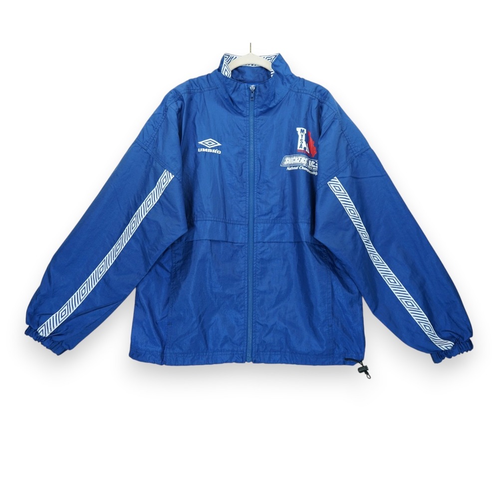 Vintage UMBRO 90's Windbreaker Jacket Missouri Youth Soccer MYSA Medium Blue